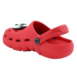 Yellow Bee Perforated Clogs With Panda & Bamboo Rotating Charms - Red image 4