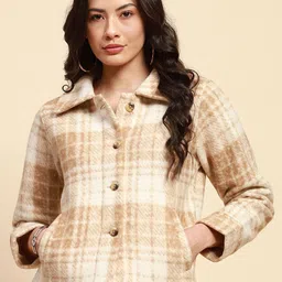 Global Republic Women Checked Lightweight Crop Tailored Jacket with Embroidered-picture-17