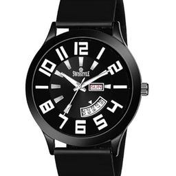 SWISSTYLE Men Brass Embellished Dial & Stainless Steel Straps Analogue Watch SS-GR1804-BLK-BLK-57