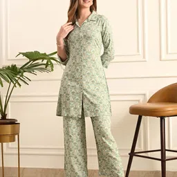 Mintmarie Printed Shirt Collar Shirt With Trousers Co-Ords Set-image-43