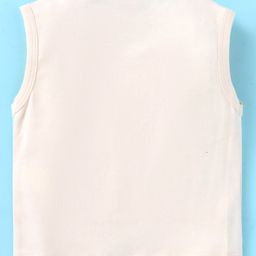 Mini Taurus Interlock Full Sleeves Front Open Night Suit With Inner Tee & Farmhouse Theme Print - Tan image 5