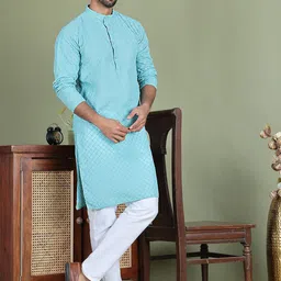 Jompers Men Embroidered Regular Chikankari Pure Cotton Kurta with Pyjamas-image-93