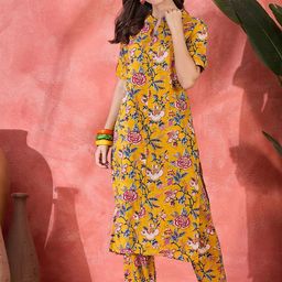 Sangria Ethnic Motifs Printed Cotton Tunic with Trousers Co-Ords-picture-18