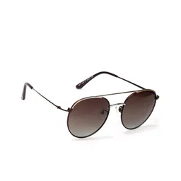 ENRICO Men Brown Lens & Silver-Toned Round Sunglasses - EN P 1097 C2-Brown-47