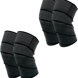 Strauss Pack of 2 Black Elastic Knee Compression Bandage Wraps Knee Support-picture-1