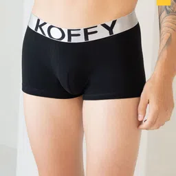 KOFFY Pack Of 2 Cotton Mid Rise Breathablity Trunks KOFFY_KI27_BLK_YLW_2PC-51