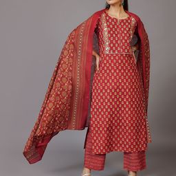 Libas Women Floral Printed Regular Gotta Patti Kurta With Palazzos & Dupatta-picture-49