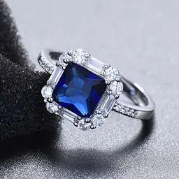 MYKI Fascinating Stainless Steel Silver-Plated Stones Studded Adjustable Finger Ring-52