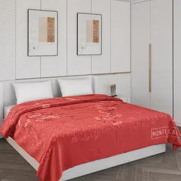 Monte Carlo Red 850 GSM Floral Heavy Winter Double Bed Blanket-19