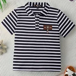 SKY PEARL Boys Striped Polo Collar Pockets T-shirt-picture-48