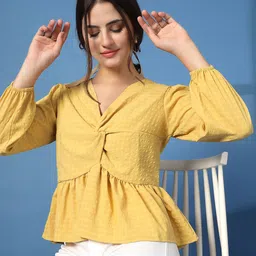 BEING NAUGHTY Women Puff Sleeves Self Design Top-picture-25
