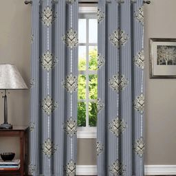 Aura Grey & Brown Set of 2 Floral Door Curtain-18