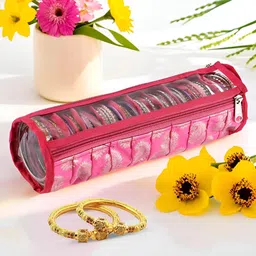 Aura Pink 10 Compartments Printed Bangles Organisers-35