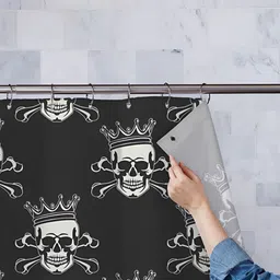 ArtzFolio Black & White Printed Waterproof Shower Curtain-image-2