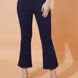 kintu parantu Women Pack of 2 Regular Fit Flat-Front Comfort Trousers-image-13