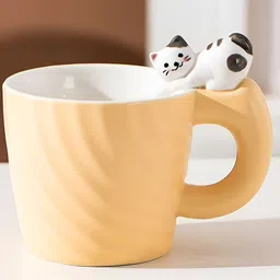 BonZeaL Yellow & White Solid Ceramic Matte Mugs Set of Cups and Mugs-picture-16