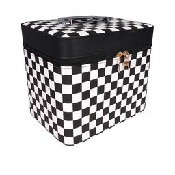 Cameleon Black & White Checked Makeup Organizer-48