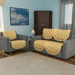 Aura Gold-Toned 6 Pieces Cotton Sofa Cover-image-29