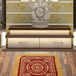 SAWNA HOMES Maroon Ethnic Motifs Velvet Anti-Skid Carpet-image-56