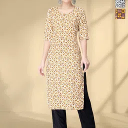HERE&NOW Selection Of 3 Geometric Printed Round Neck Straight Kurtas-39