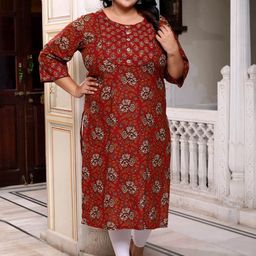KALINI Floral Printed Regular Cotton Straight Kurta-picture-53
