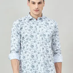 Duke Slim Fit Floral Printed Spread Collar Cotton Shirt-image-93