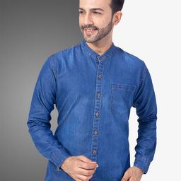 D Finish Men Smart Fit Faded Band Collar Casual Shirt-image-62