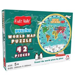 Kidz Valle World Map Puzzle Blue - 42 Pieces-19