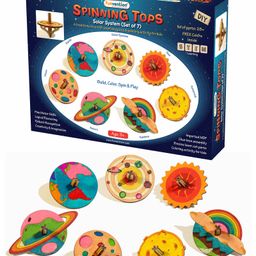 Funvention DIY Solor System Themed Spinning Tops Activity Kit Set of 7  - Multicolor-13