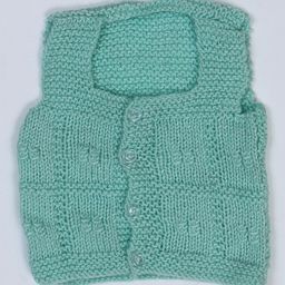 USHA ENTERPRISES Sleeveless Hand Knitted Checked Pattern Vest - Green-image-88