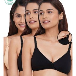 Inner Sense Pack Of 3 Organic Cotton Antimicrobial Solid Nursing Bra - Multi Colour-image-33