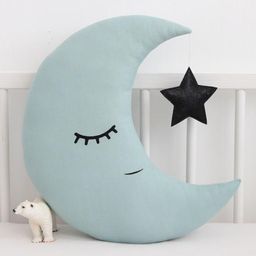 StyBuzz Crescent Moon Plush Velvet Cushion with Hanging Star - Blue-image-47