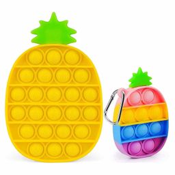 FunBlast Pineapple Shaped Stress Relieving Silicone Pop It Fidget Toy and Keychain - Multicolor-image-58