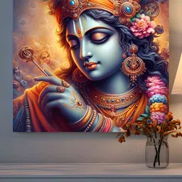 SAF Orange & Blue 1 Piece Wood Religious Wall Paintings-6