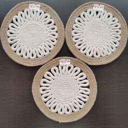 BulkySanta Beige 3 Pcs Round Table Placemats-picture-13