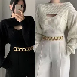 Alamode By Akanksha Willow Luxury Collection White Set of Sweater and Pants-image-7