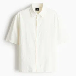 H&M Loose Fit Short-Sleeved Linen-Blend Shirt-image-83