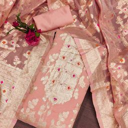 SHADOW & SAINING Ethnic Motifs Banarasi Jacquard Woven Design Unstitched Dress Material-image-33