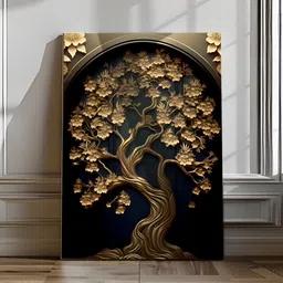 Eurotex Black And Gold Tone Canvas Floral and Botanical Wall Paintings-image-84