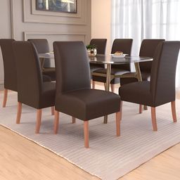 Kuber Industries 8-Pcs Brown Stretchable Table Chair Cover-image-84