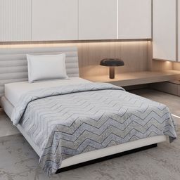 Monte Carlo Grey & Black Geometric Printed AC Room 290 GSM Single Bed Blanket-0