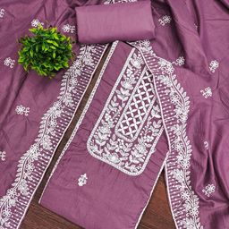 LeeliPeeri Designer Floral Embroidered Silk Cotton Unstitched Dress Material-picture-1