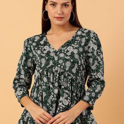 NEESH Women Ethnic Motifs Printed Gathered or Pleated V-Neck Empire Top-image-64