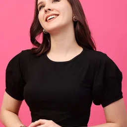MINOS Women Solid Round Neck Cotton Top-image-11