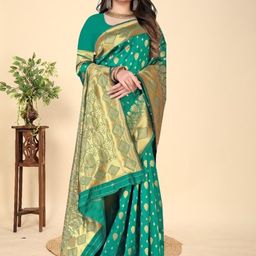 GARIYA Floral Woven Design Zari Kanjeevaram Saree-image-55