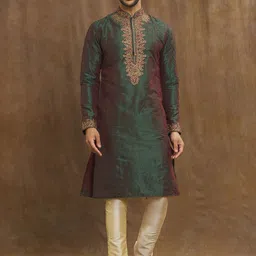 Arihant Rai Sinha Men Ethnic Motifs Embroidered Regular Thread Work Kurta with Churidar-image-87