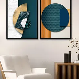 Myntra Elegant Homes Ana Rut Bre White & Teal 2 Piece Abstract Printed Canvas Wall Art-image-37