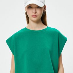 Koton Women Solid Round Neck Boxy T-shirt-image-63