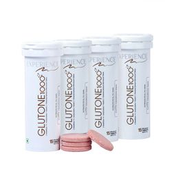 GLUTONE Set Of 4 1000 Setria L- Glutathione Effervescent Tablets - 40 mg - 15 Tablets Each-45