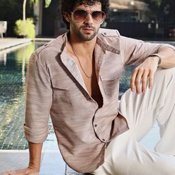 Campus Sutra Men Classic Fit Spread Collar Textured Cotton Casual Shirt-image-64